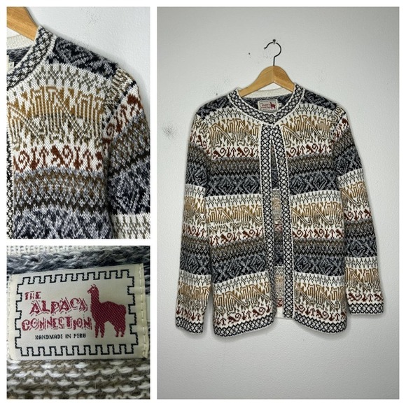 The Alpaca Connection Fair-Isle‎ 100% Alpaca Wool Cardigan S - Picture 1 of 8